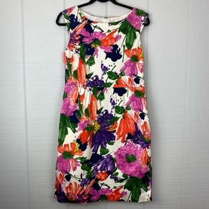 J. Crew Colorful Floral Pencil Dress Sleeveless Cap Sleeve Pockets Size 10